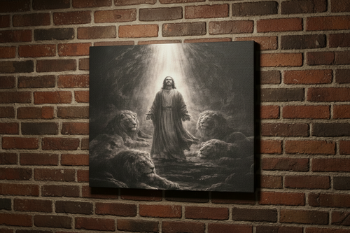 Daniel in the Lions’ Den Canvas — Biblical Wall Art | Christian Scripture Canvas