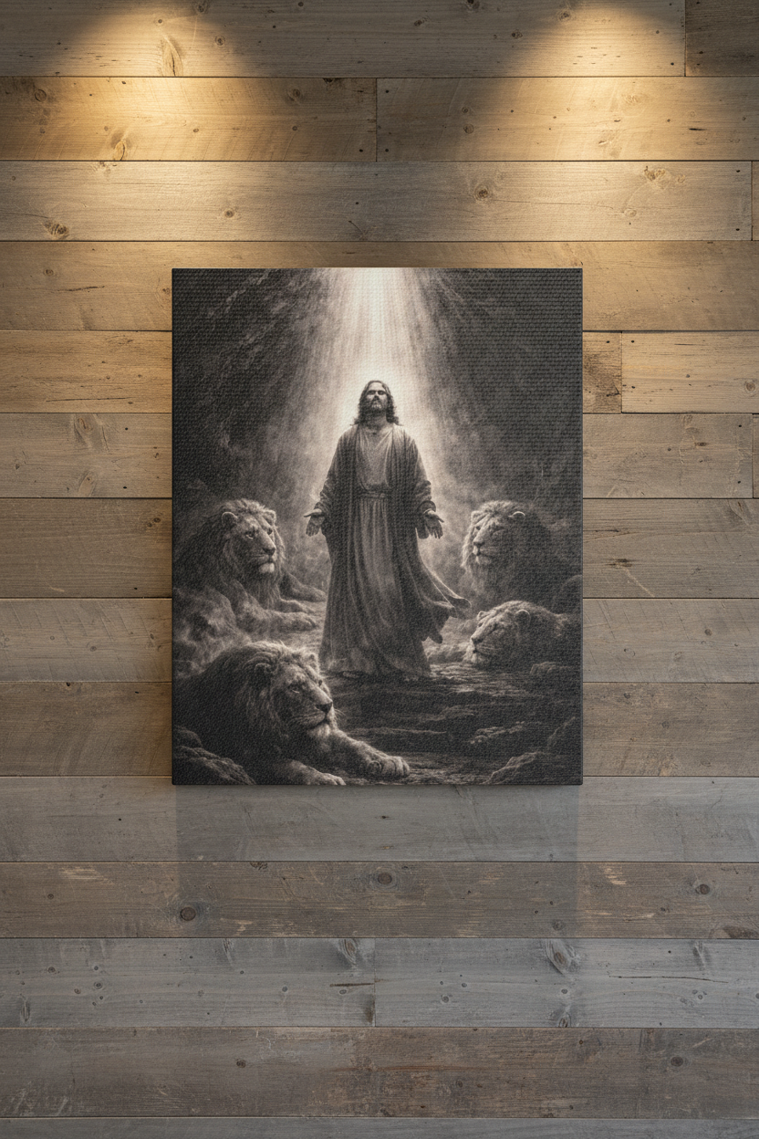 Daniel in the Lions’ Den Canvas — Biblical Wall Art | Christian Scripture Canvas