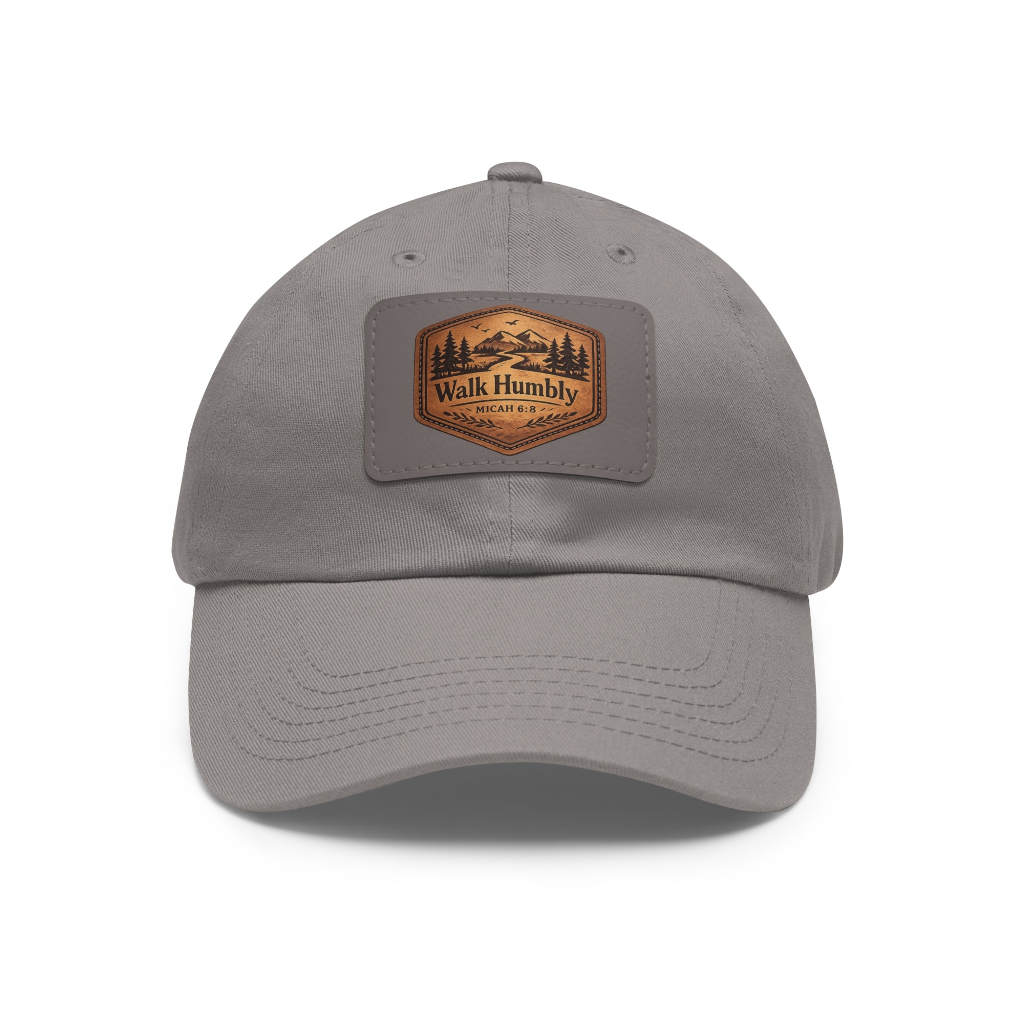Walk Humbly Leather Patch Dad Hat | Micah 6:8 Christian Outdoor Cap | Faith Freedom Creations