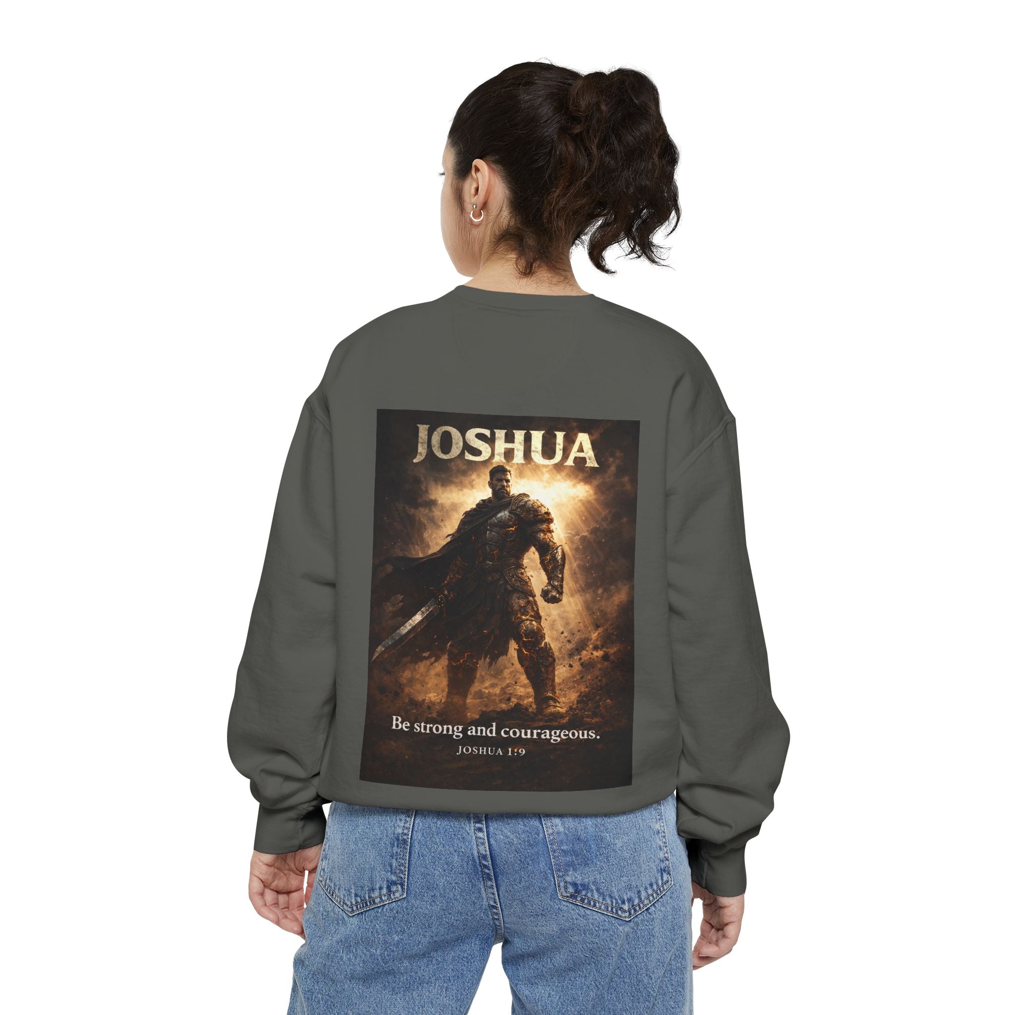 Joshua Courage Sweatshirt | Be Strong and Courageous Christian Crewneck | Inspirational Faith Apparel