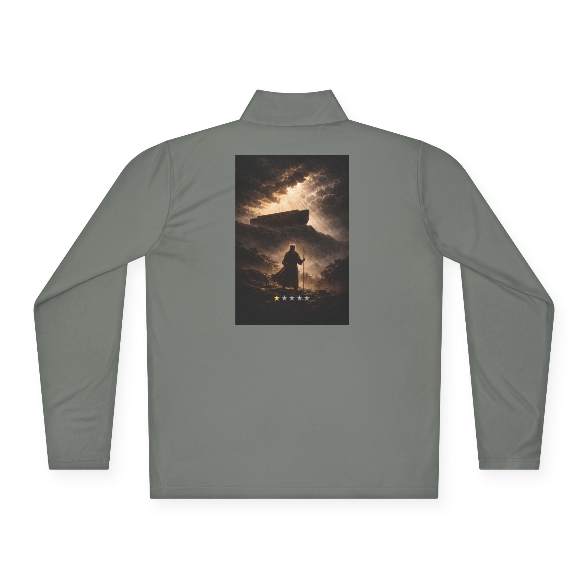 Noah "Faith Tested" Quarter‑Zip Pullover — Sunset Silhouette Graphic