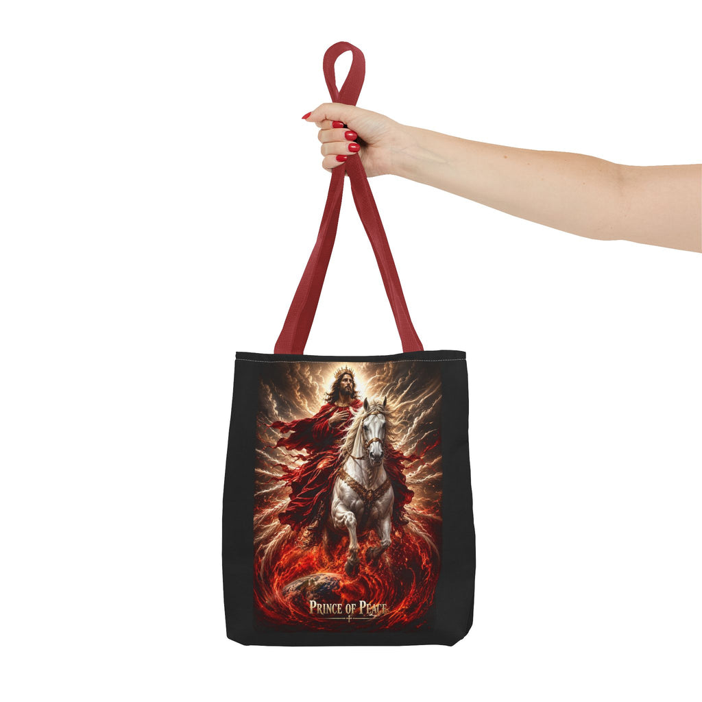 Prince of Peace Tote Bag | Jesus Riding White Horse Christian Tote | Inspirational Faith Carryall