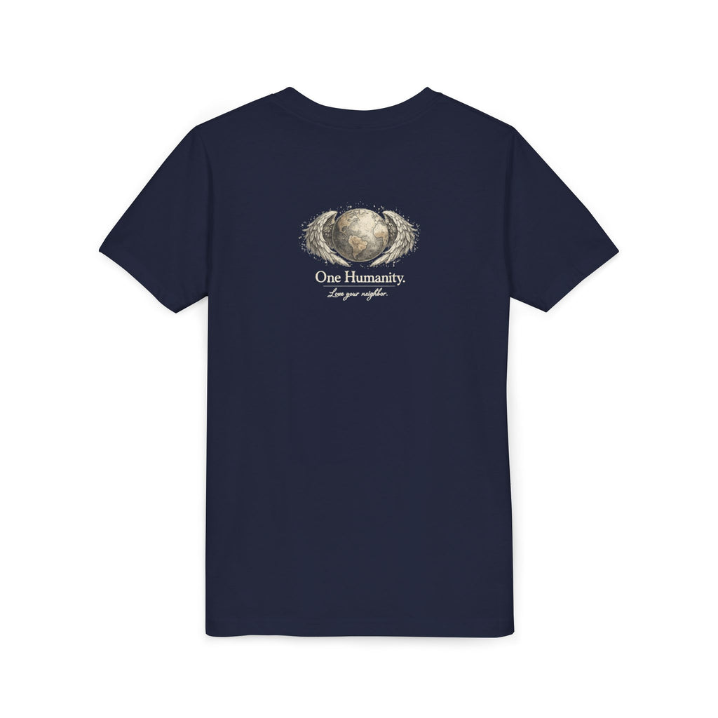 Youth “Quiet Kindness Changes Everything” Tee – Kids Inspirational T-Shirt with Earth & Friends Graphic