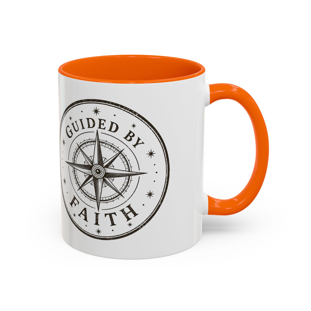 Guided by Faith Compass Coffee Mug | Inspirational Christian Accent Mug | Faith Freedom Creations