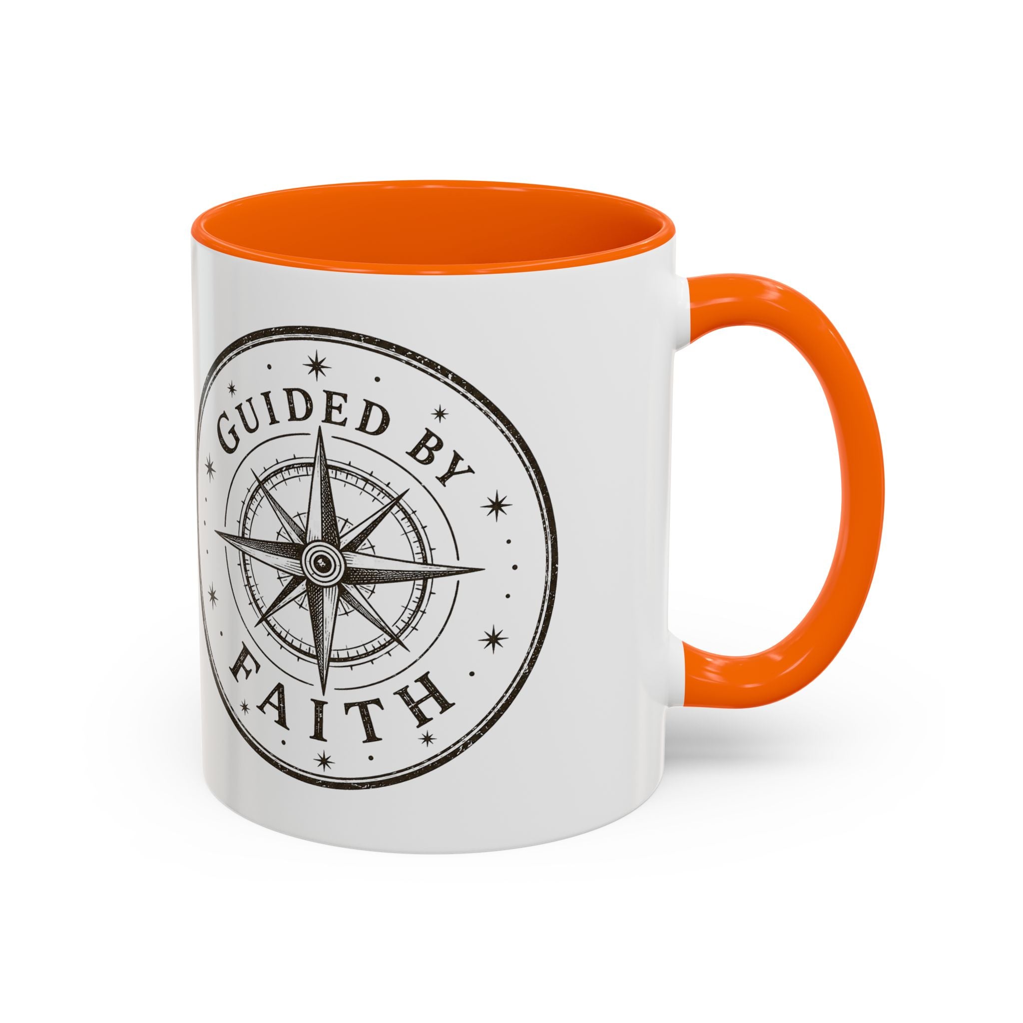 Guided by Faith Compass Coffee Mug | Inspirational Christian Accent Mug | Faith Freedom Creations