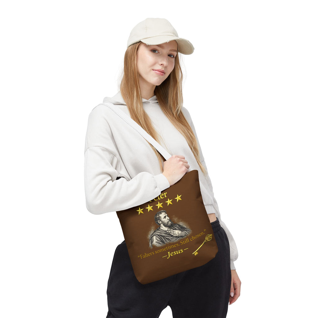 Peter – Tote Bag | “Falters Sometimes. Still Chosen.” Faith Graphic – Five-Star Faith Series