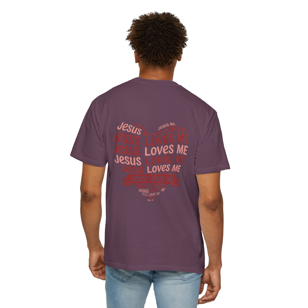 Jesus Loves Me Heart Garment-Dyed T-Shirt – Christian Faith Tee | Vintage Style Inspirational Shirt