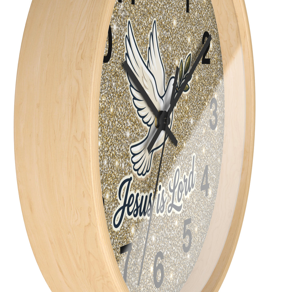 Jesus Is Lord Wall Clock | Dove of Peace Christian Wall Decor | Silent Faith Clock