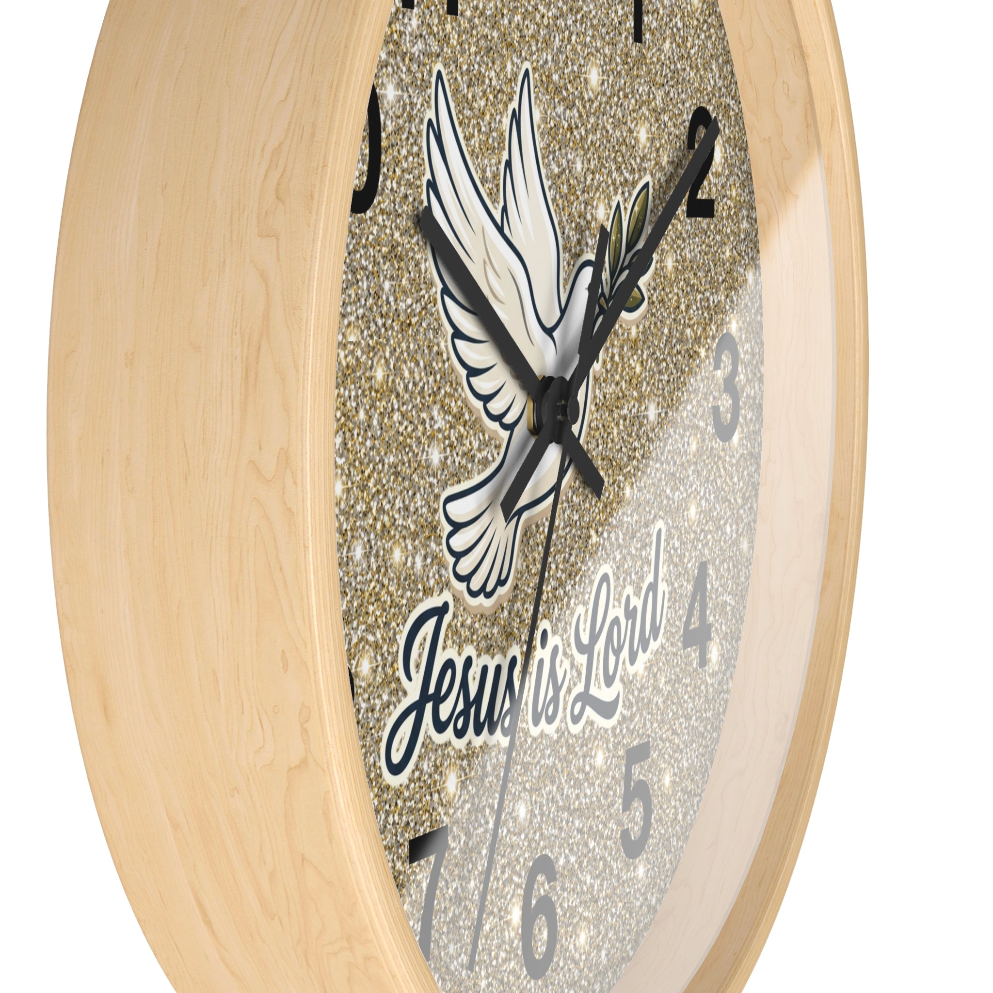 Jesus Is Lord Wall Clock | Dove of Peace Christian Wall Decor | Silent Faith Clock
