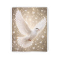 Dove Fleece Sherpa Blanket — Soft White Dove on Sparkling Starry Background