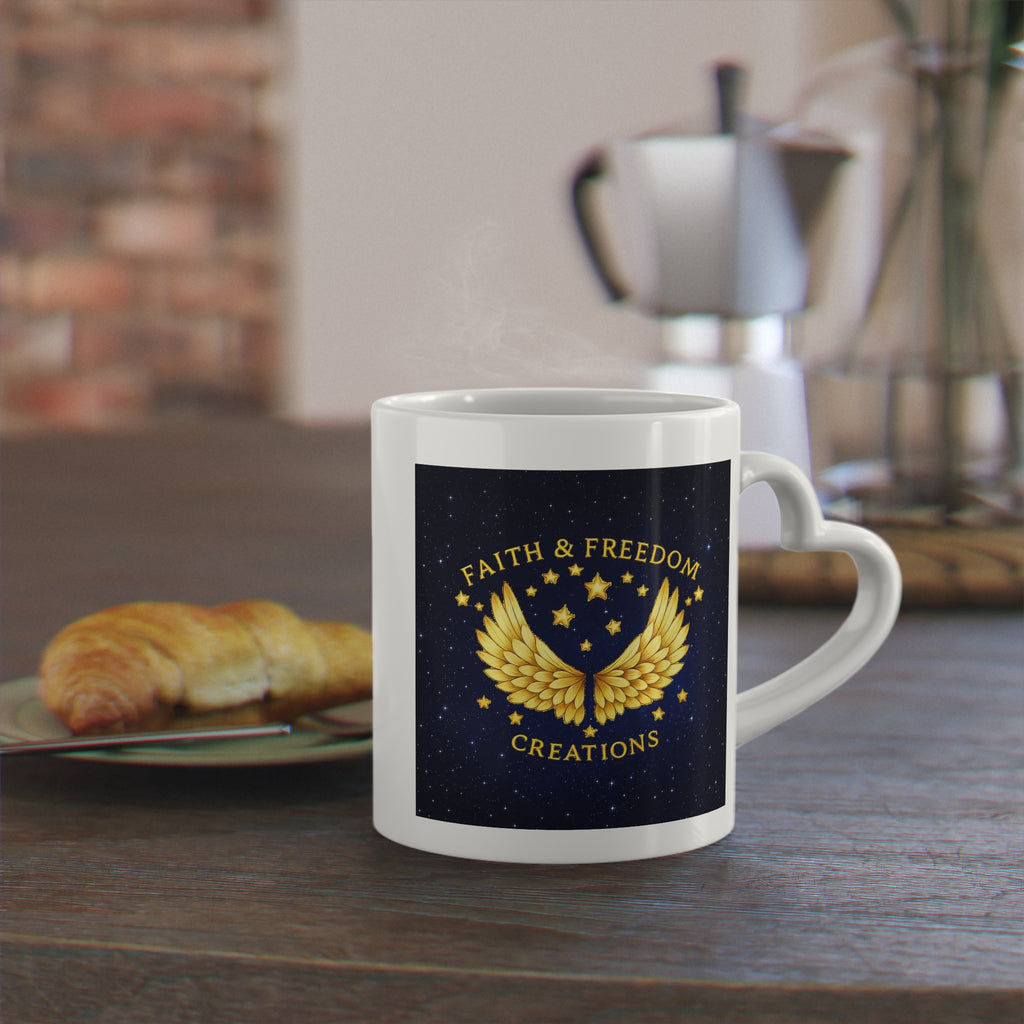 Heart-Shaped Mug — Faith & Freedom Creations Logo