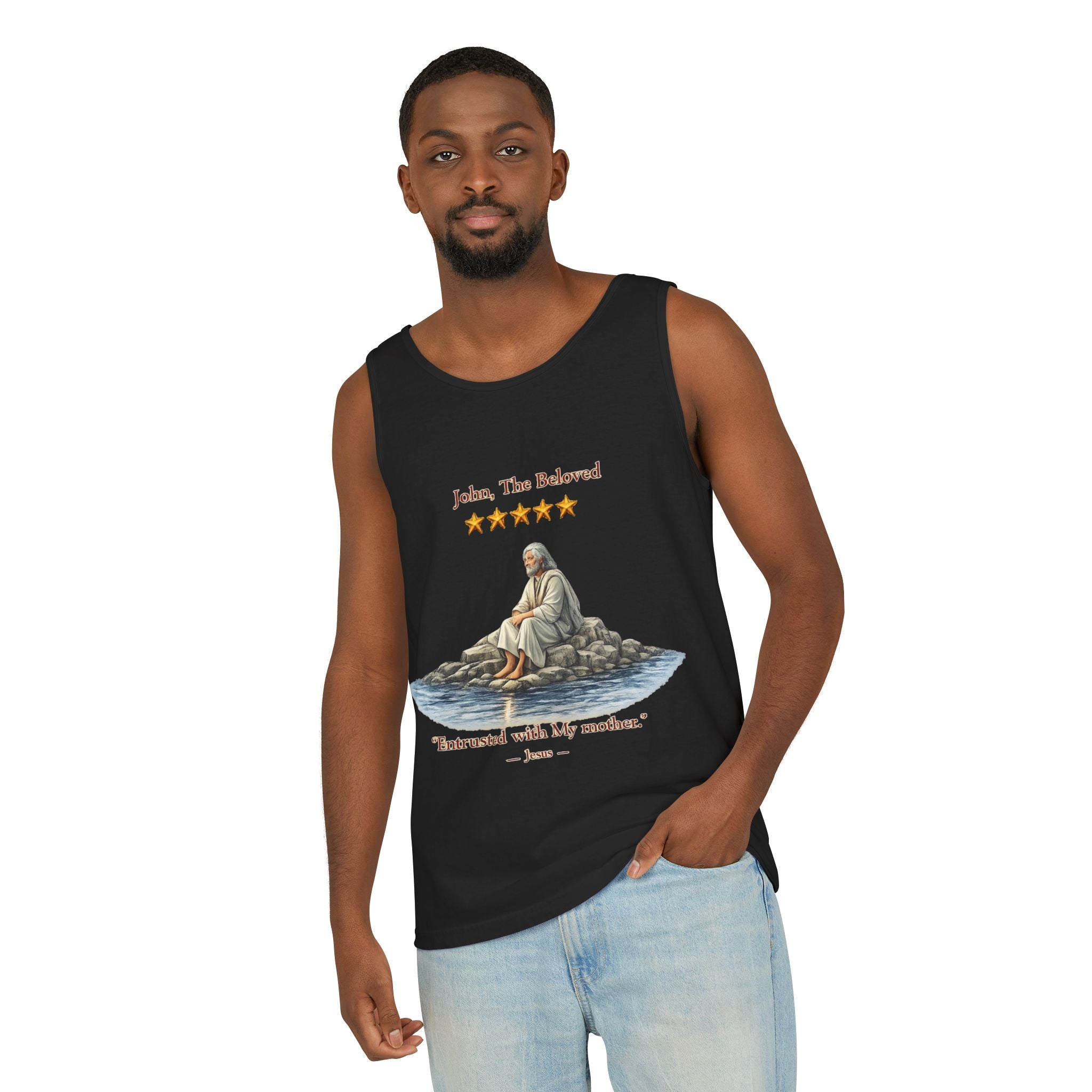 "John, the Beloved Review" Tank Top — "Entrusted with My Mother" Christian Faith Graphic Tank-⭐ Five-Star Faith Series⭐