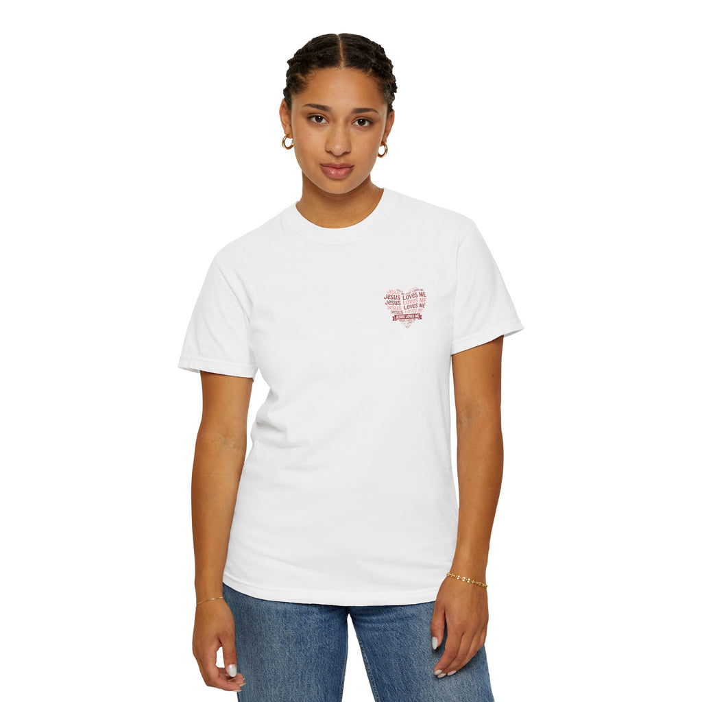 Jesus Loves Me Heart Garment-Dyed T-Shirt – Christian Faith Tee | Vintage Style Inspirational Shirt