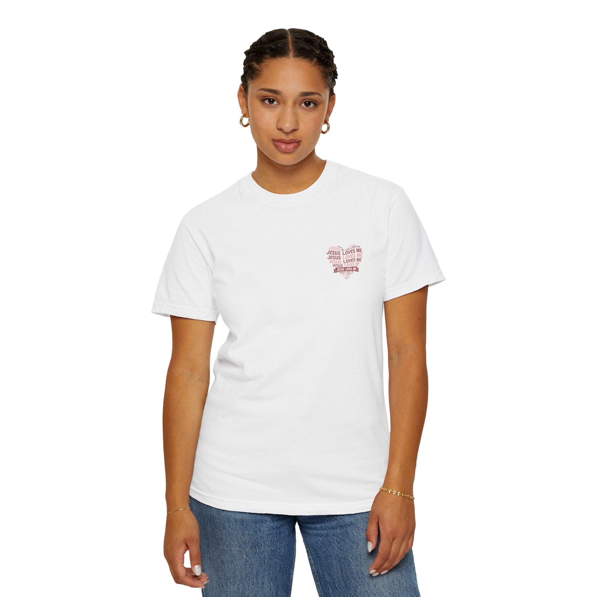 Jesus Loves Me Heart Garment-Dyed T-Shirt – Christian Faith Tee | Vintage Style Inspirational Shirt