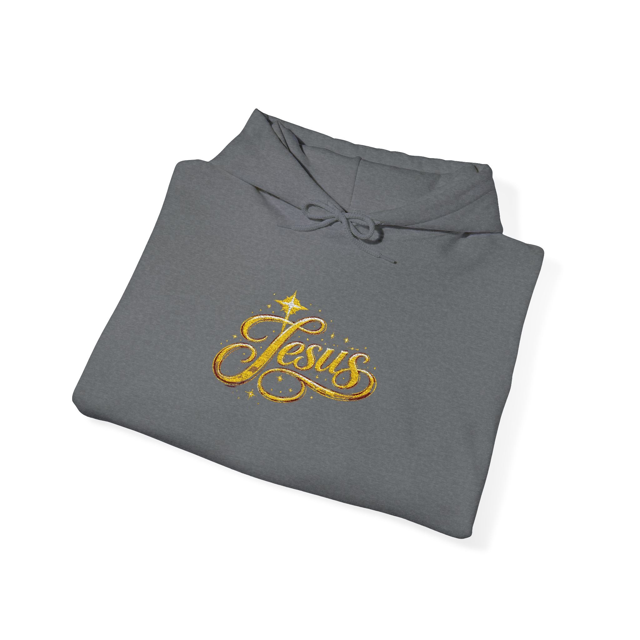 Jesus Gold Script Hoodie – Sparkle Christian Faith Pullover | Inspirational Hoodie