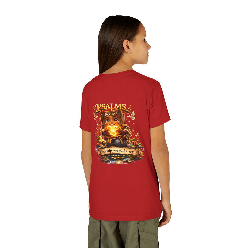 Praise Him Psalms 34:1 Youth T-Shirt | Christian Kids Faith Tee | Inspirational Youth Apparel