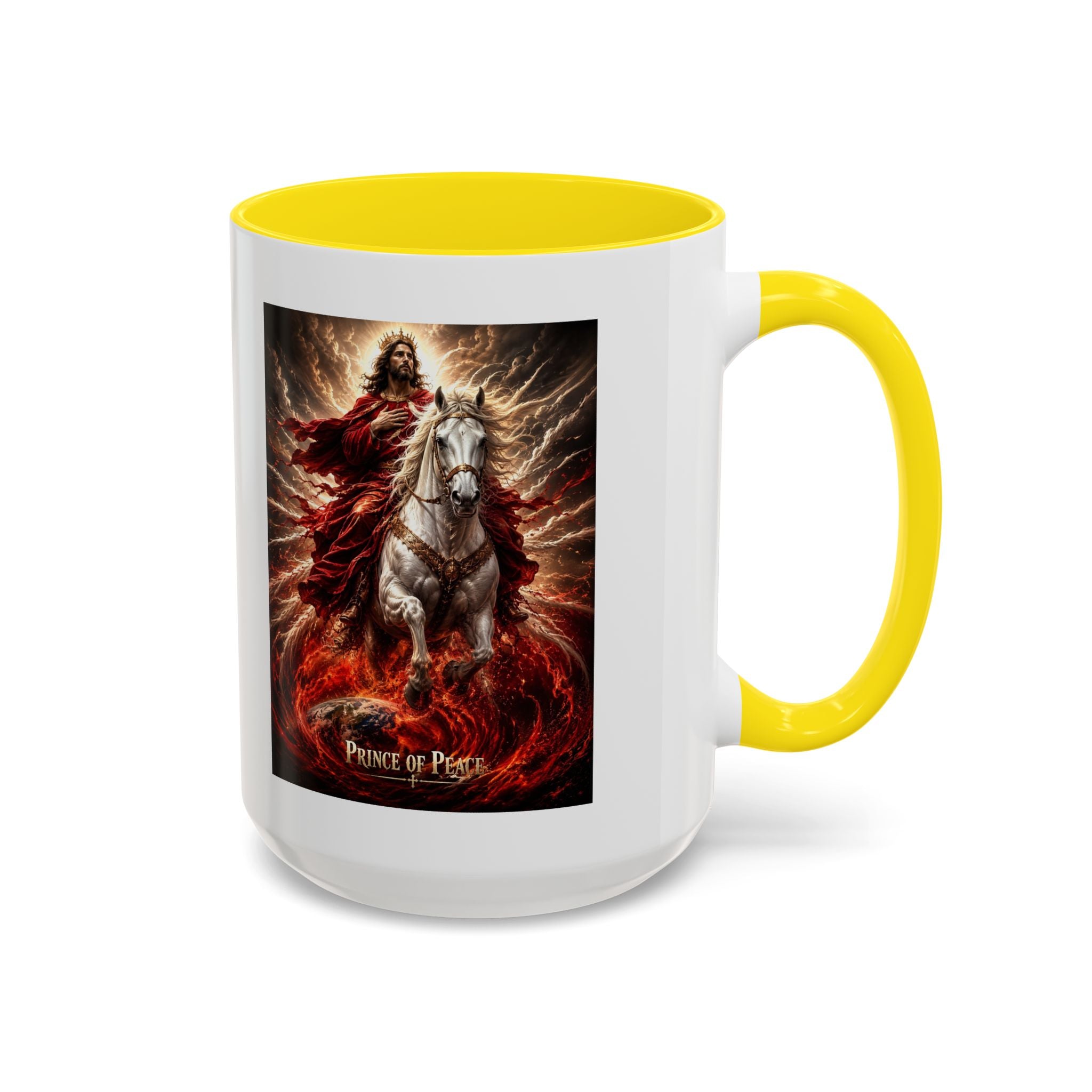 Prince of Peace Coffee Mug | Christian Jesus Rider Accent Mug | Inspirational Faith Gift