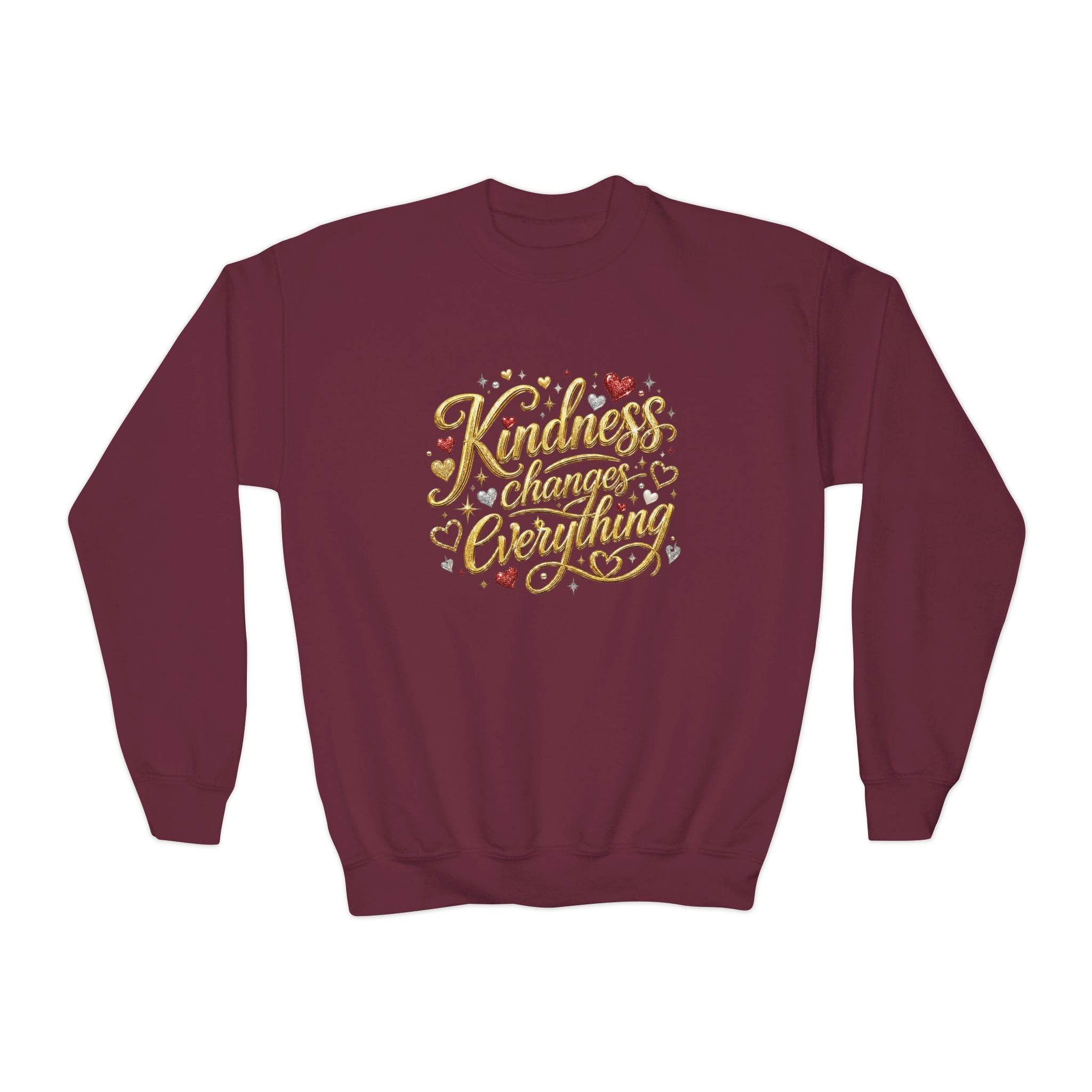 Kindness Changes Everything Youth Crewneck Sweatshirt – Inspirational Kids Pullove