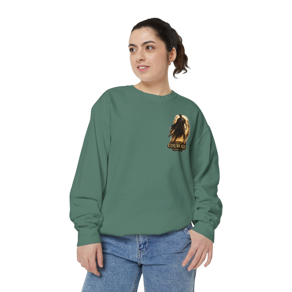 Joshua Courage Sweatshirt | Be Strong and Courageous Christian Crewneck | Inspirational Faith Apparel