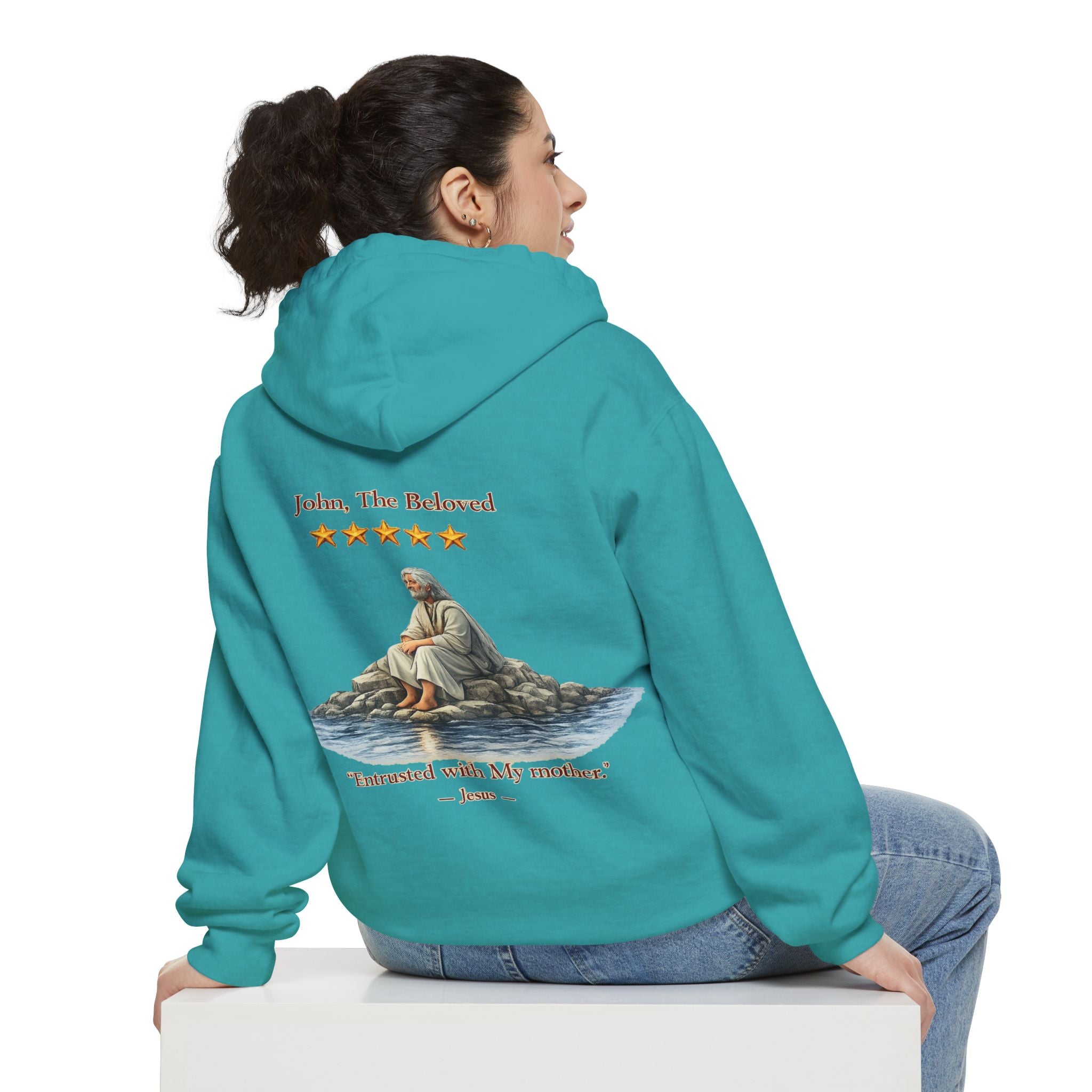 "John The Beloved Review, by Jesus"Hoodie — Illustrated Religious Graphic Pullover-⭐ Five-Star Faith Series⭐