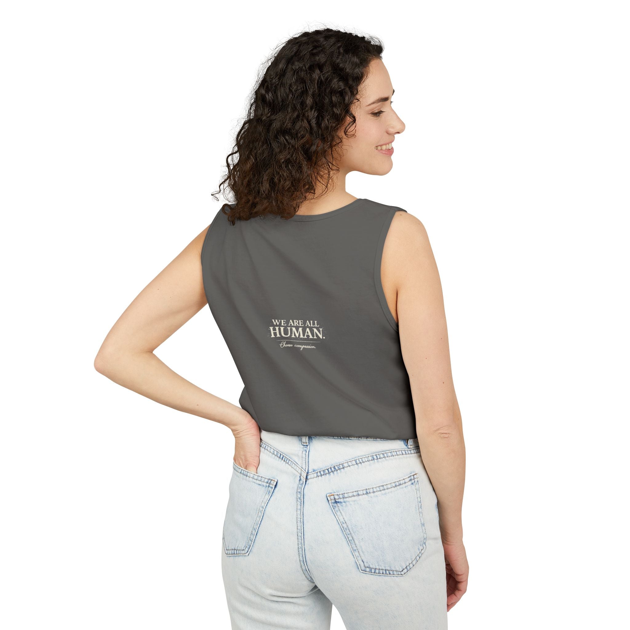 “Every Heart Beats the Same” Vintage Surf Tank Top – Garment-Dyed Coastal Unity Tank