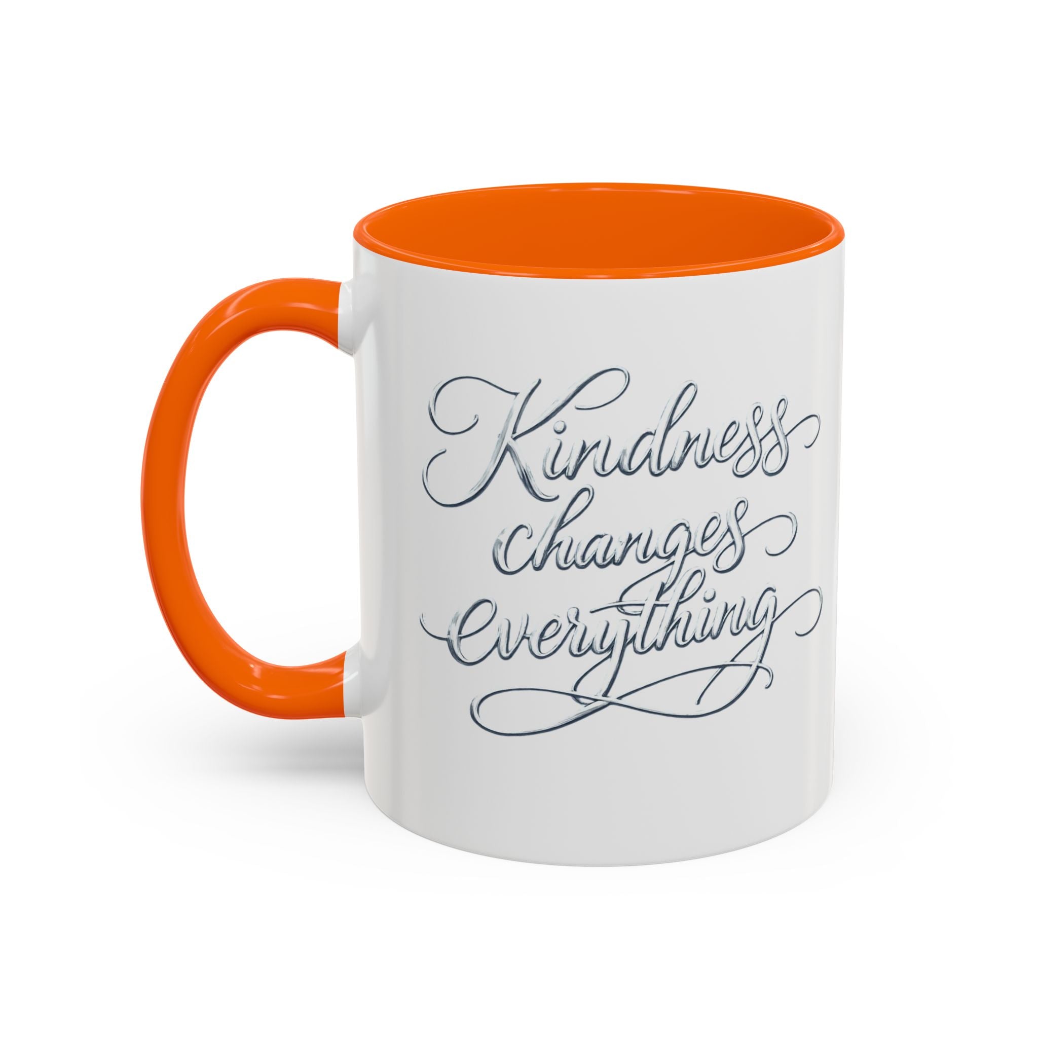 Silver-Kindness Changes Everything Accent Coffee Mug | Inspirational Ceramic Mug | Faith Freedom Creations