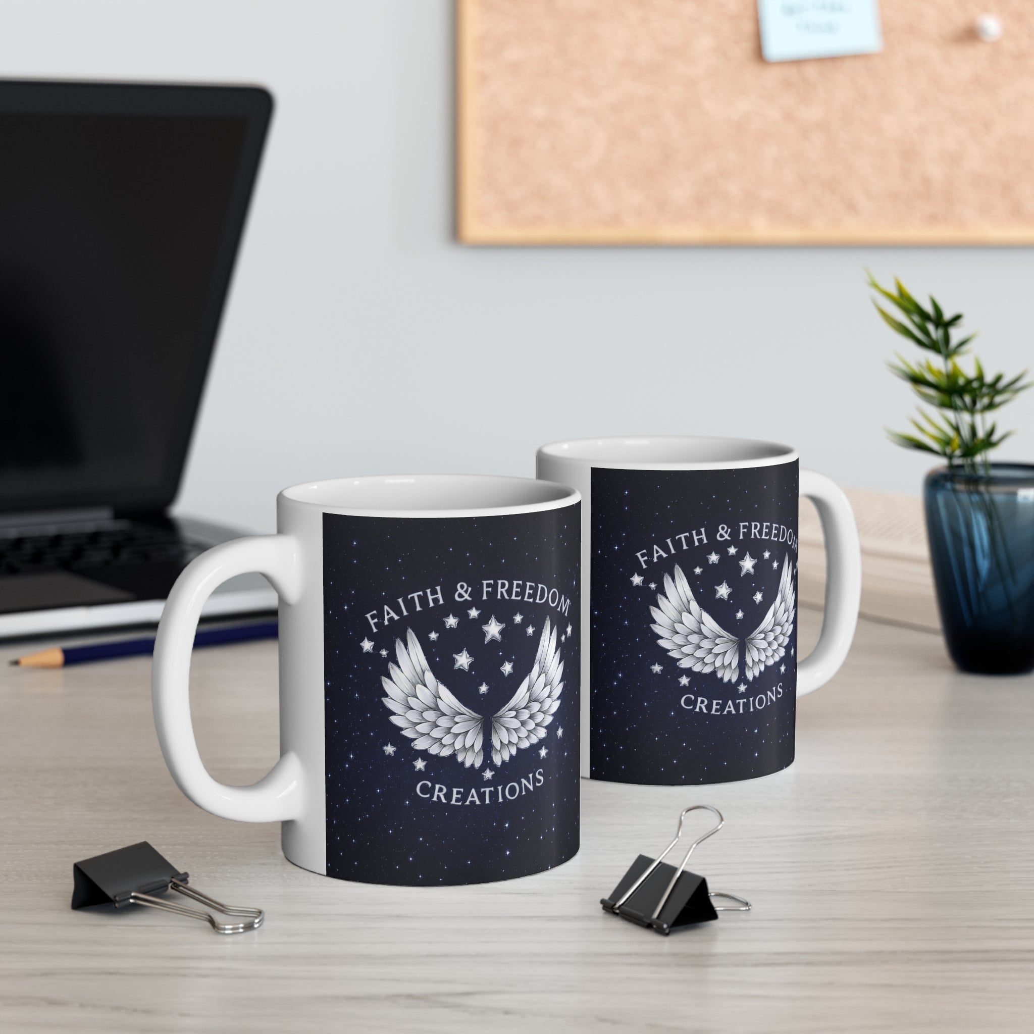 Faith Freedom Creations Silver Logo Mug — 11 oz