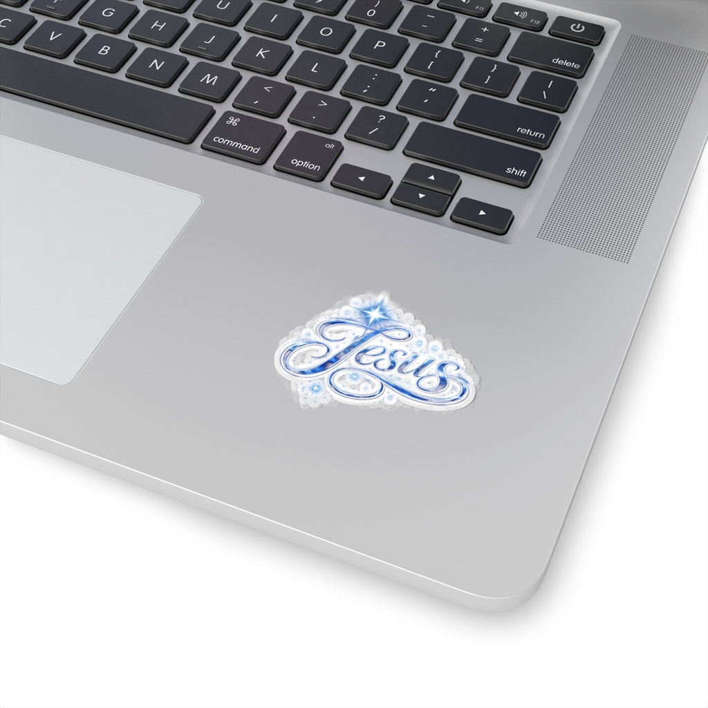 Jesus Script Kiss-Cut Sticker – Sparkling Christian Faith Decal | Inspirational Laptop Sticker