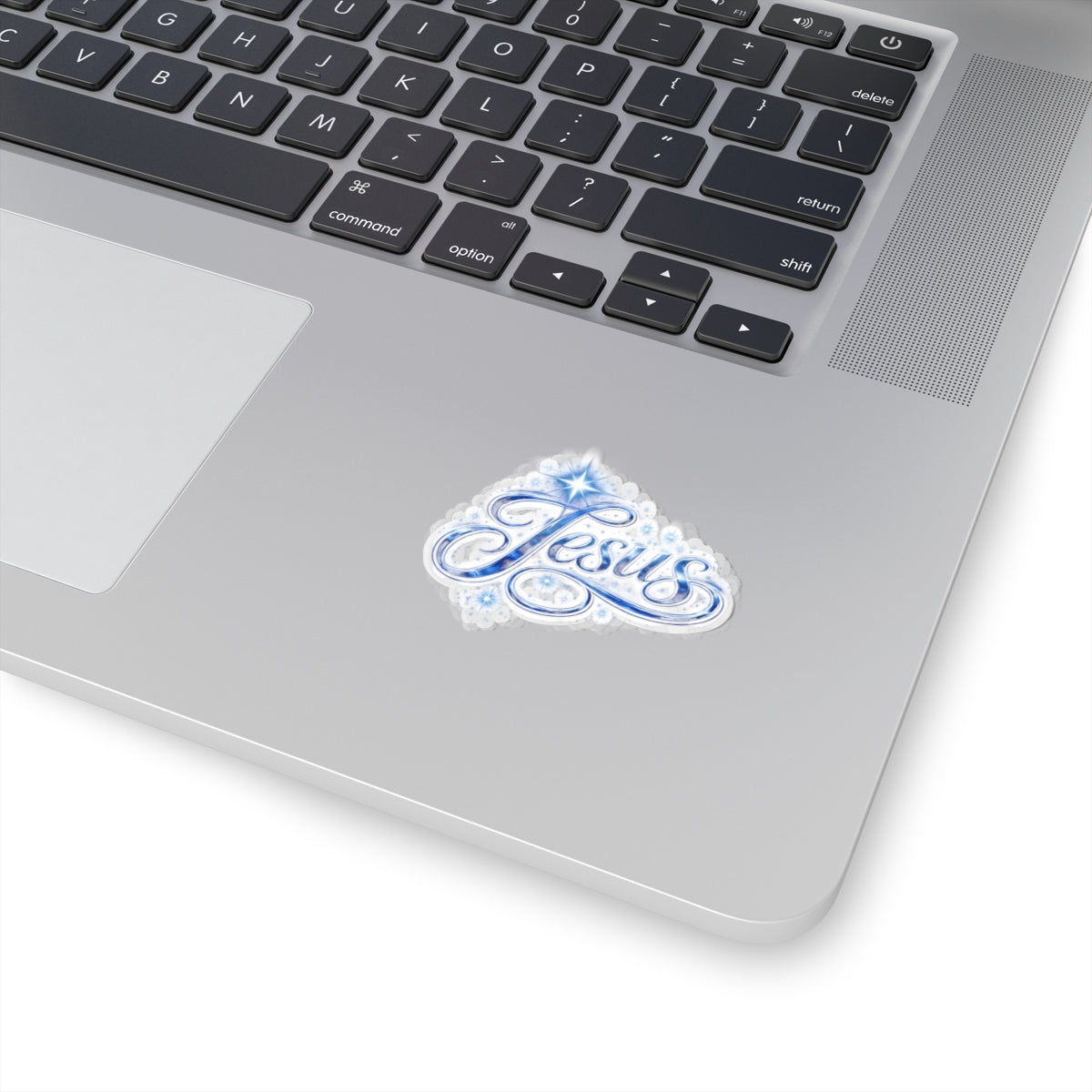 Jesus Script Kiss-Cut Sticker – Sparkling Christian Faith Decal | Inspirational Laptop Sticker