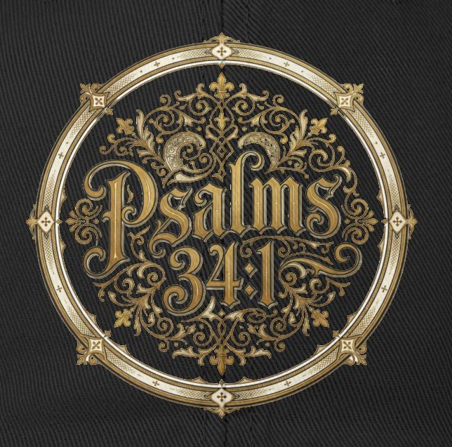 Distressed Black Cap – Psalms 23:1 Vintage Gold Emblem Hat | Faith & Freedom Creations