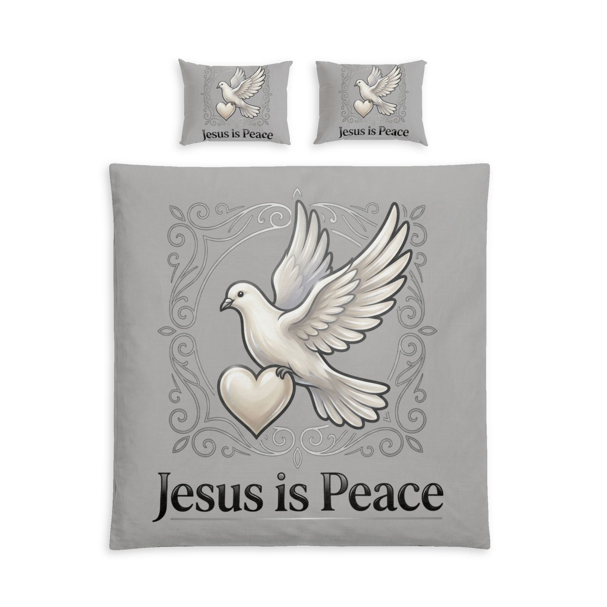 Jesus Is Peace Cotton Bed Set - Dove & Heart Religious Bedding
