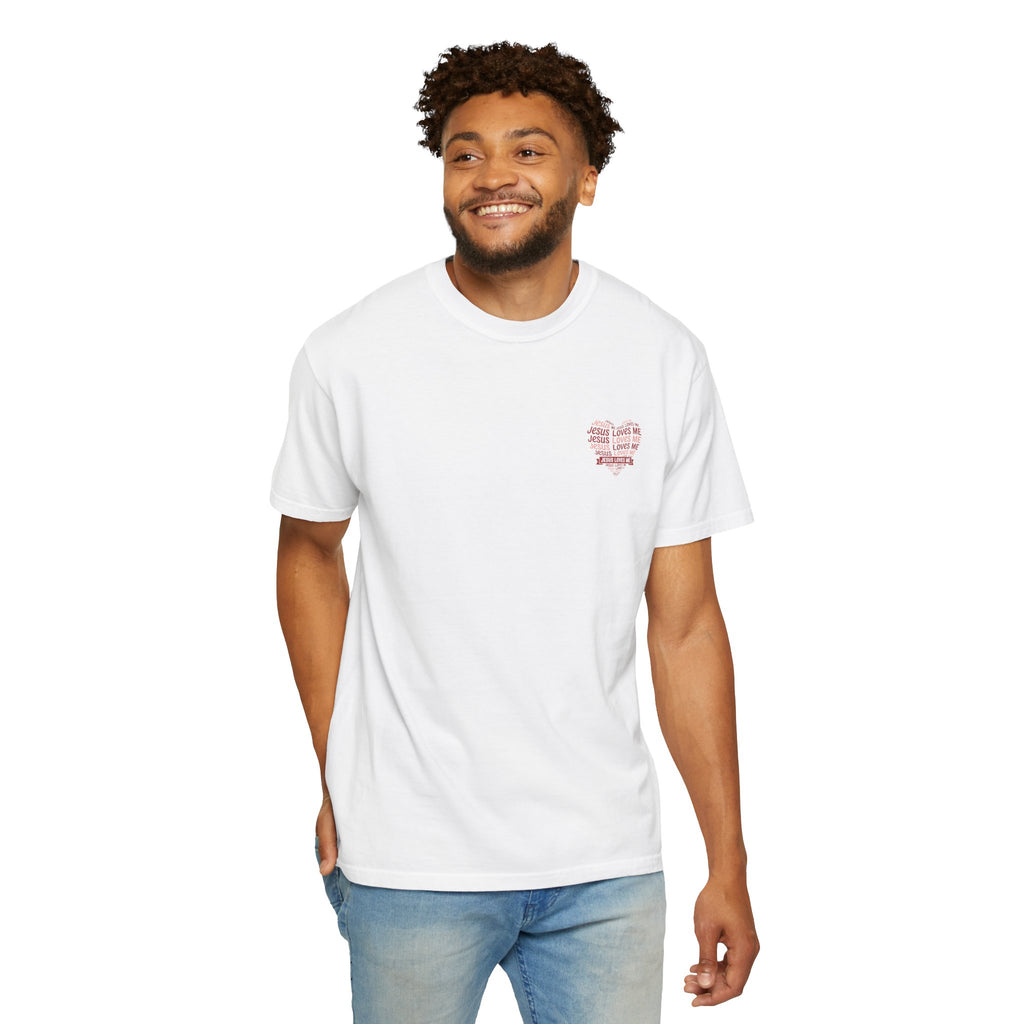 Jesus Loves Me Heart Garment-Dyed T-Shirt – Christian Faith Tee | Vintage Style Inspirational Shirt