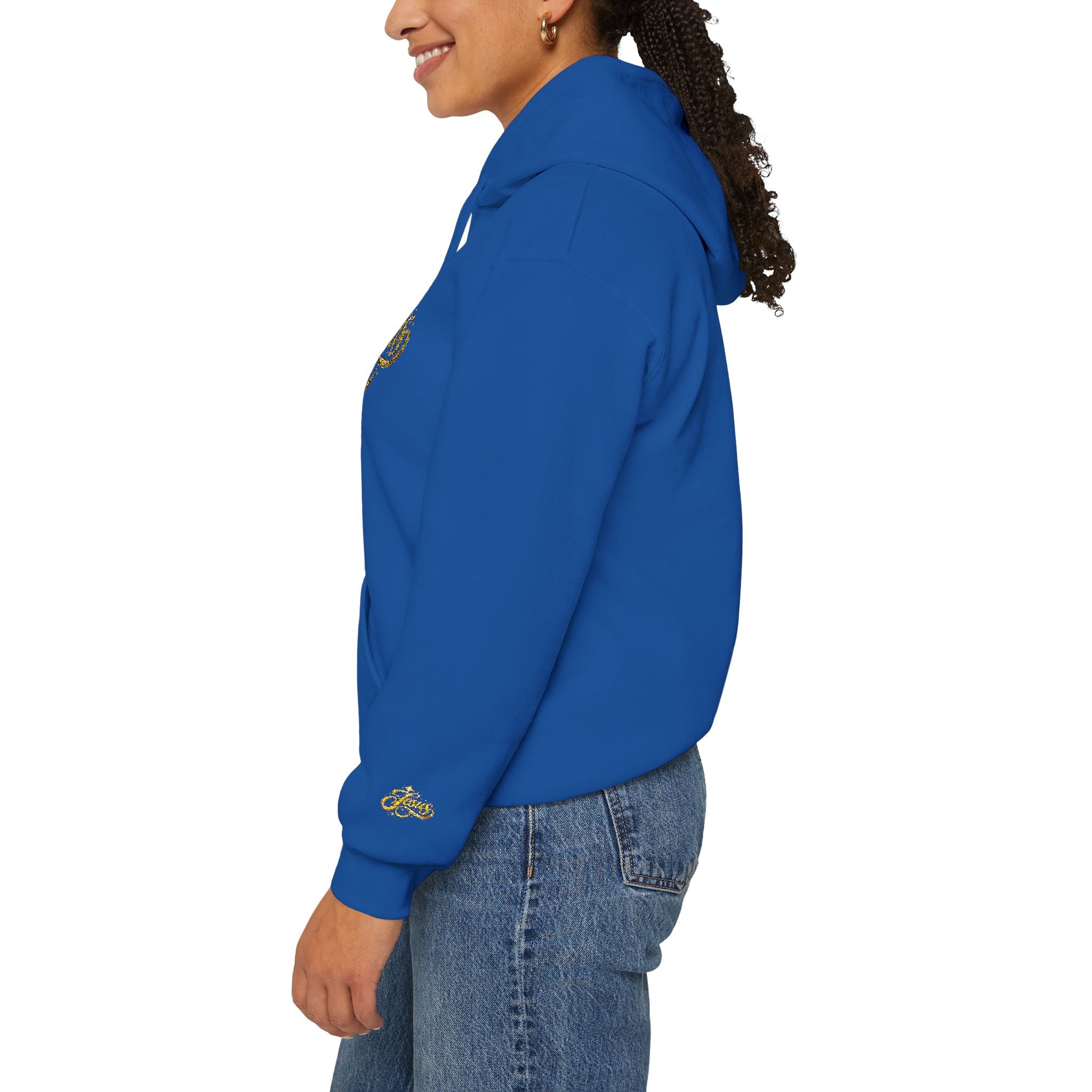 Jesus Gold Script Hoodie – Sparkle Christian Faith Pullover | Inspirational Hoodie