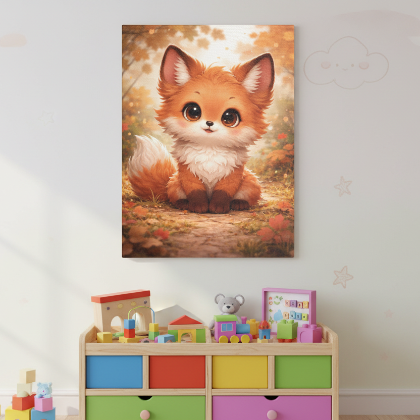 Woodland Fox Canvas — Nursery Woodland Animal Wall Art