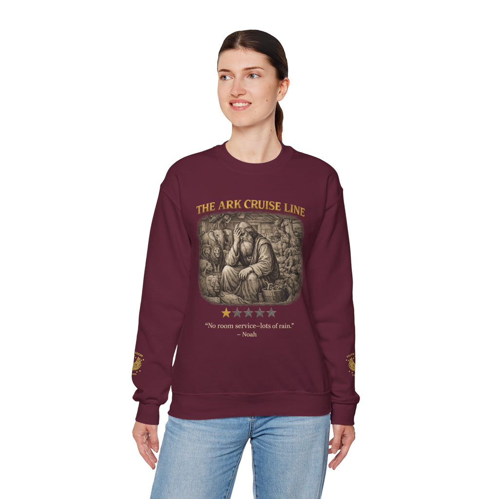 Noah – Crewneck Sweatshirt | “Ark Cruise Liner” Vintage Illustration – Five-Star Faith Series