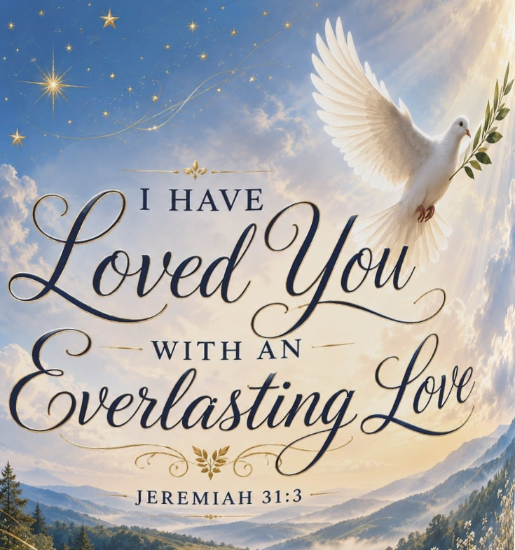 Everlasting Love Heart Mug | Jeremiah 31:3 Christian Coffee Mug | Dove & Scripture Ceramic Cup
