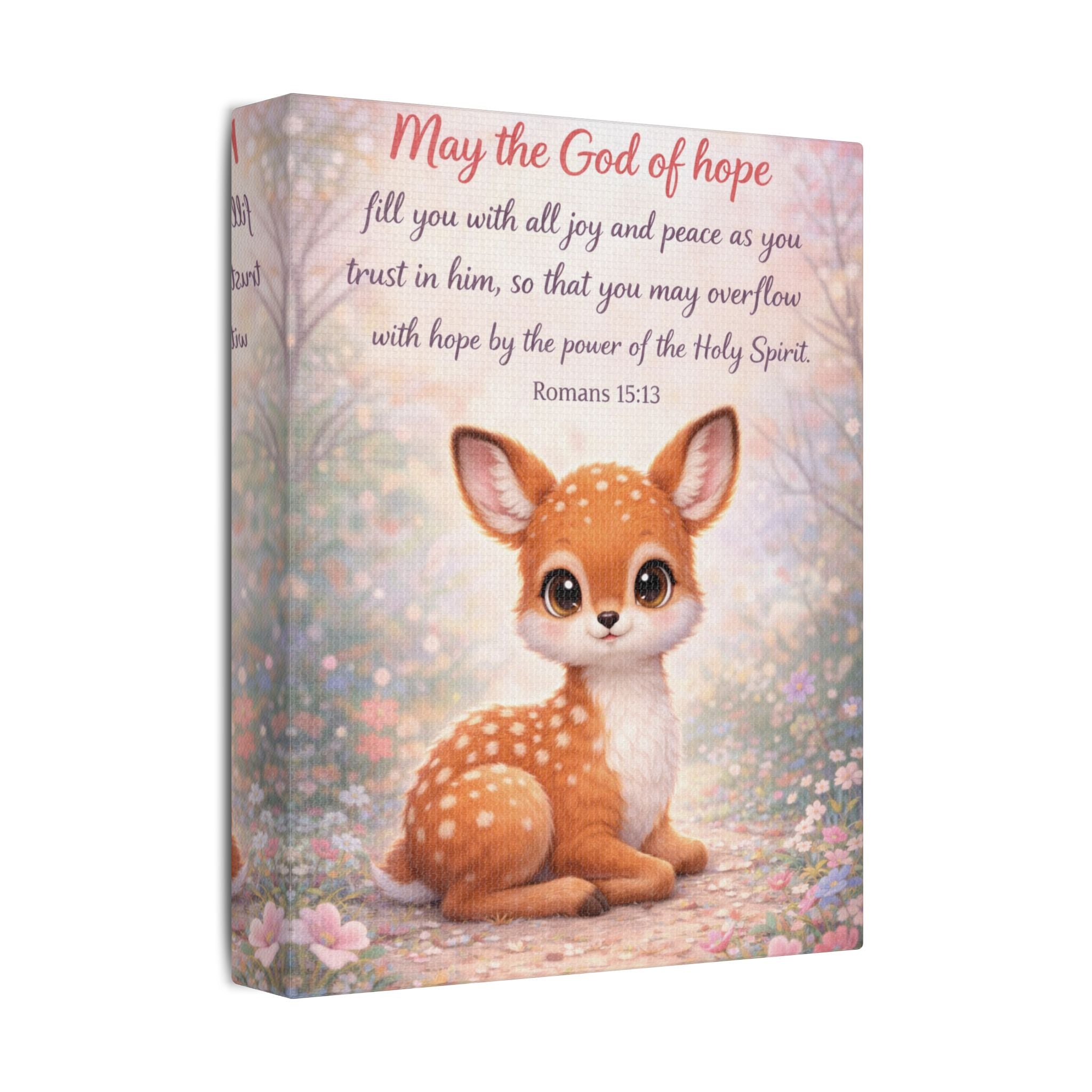 Scripture Woodland Animals – Fawn – Romans 15:13 Canvas Print