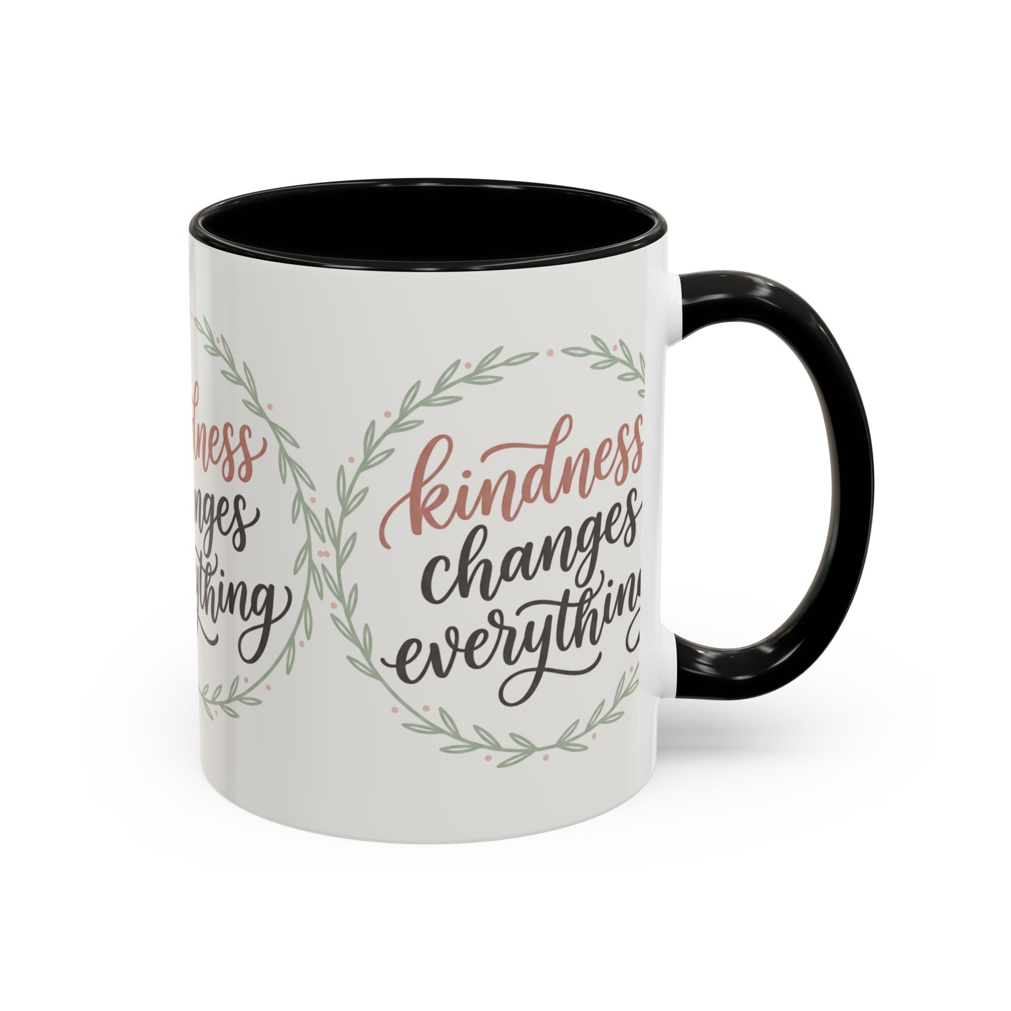 Kindness Changes Everything Accent Coffee Mug | Inspirational Ceramic Mug | Faith Freedom Creations