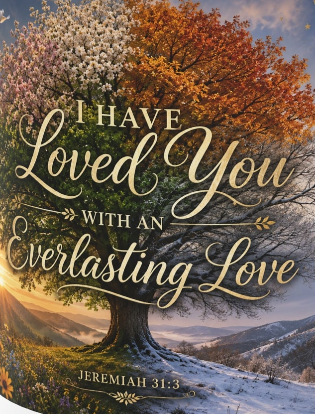 Everlasting Love Heart Mug | Jeremiah 31:3 Four Seasons Christian Coffee Mug | Inspirational Ceramic Cup