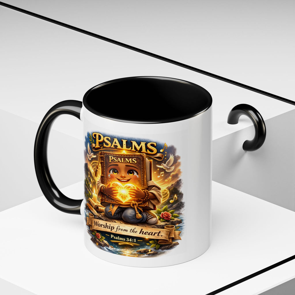 Psalms 34:1 Coffee Mug | Worship From the Heart Mug | Inspirational Christian Accent Mug