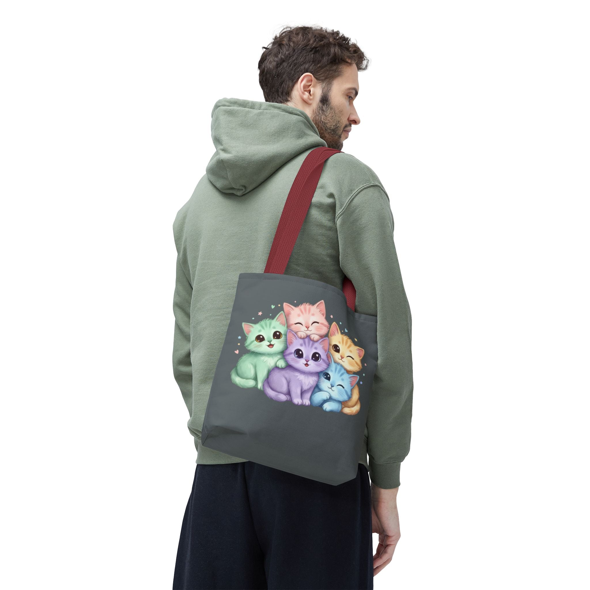 Pastel Rainbow Kittens Tote Bag – Cute Cat Lover Tote | Colorful Cat Market Bag
