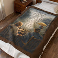 Second Sunrise - Velveteen Plush Blanket with Rainy Window Scene