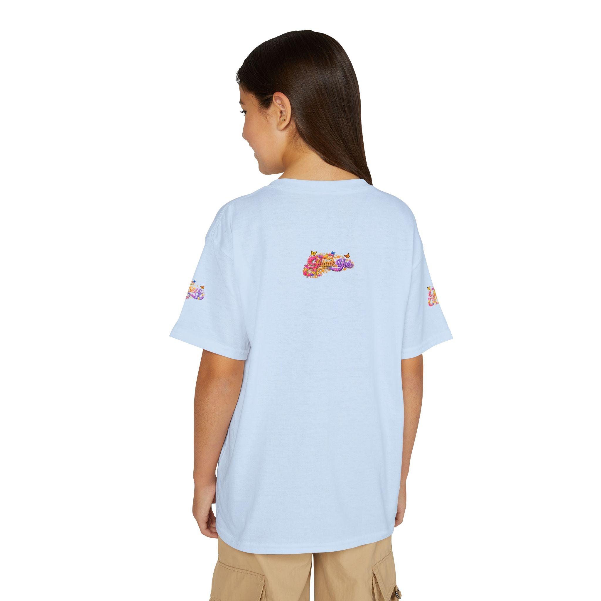 Youth Jesus Floral Butterfly T-Shirt – Christian Kids Faith Tee | Gratitude Sneaker Style Shirt