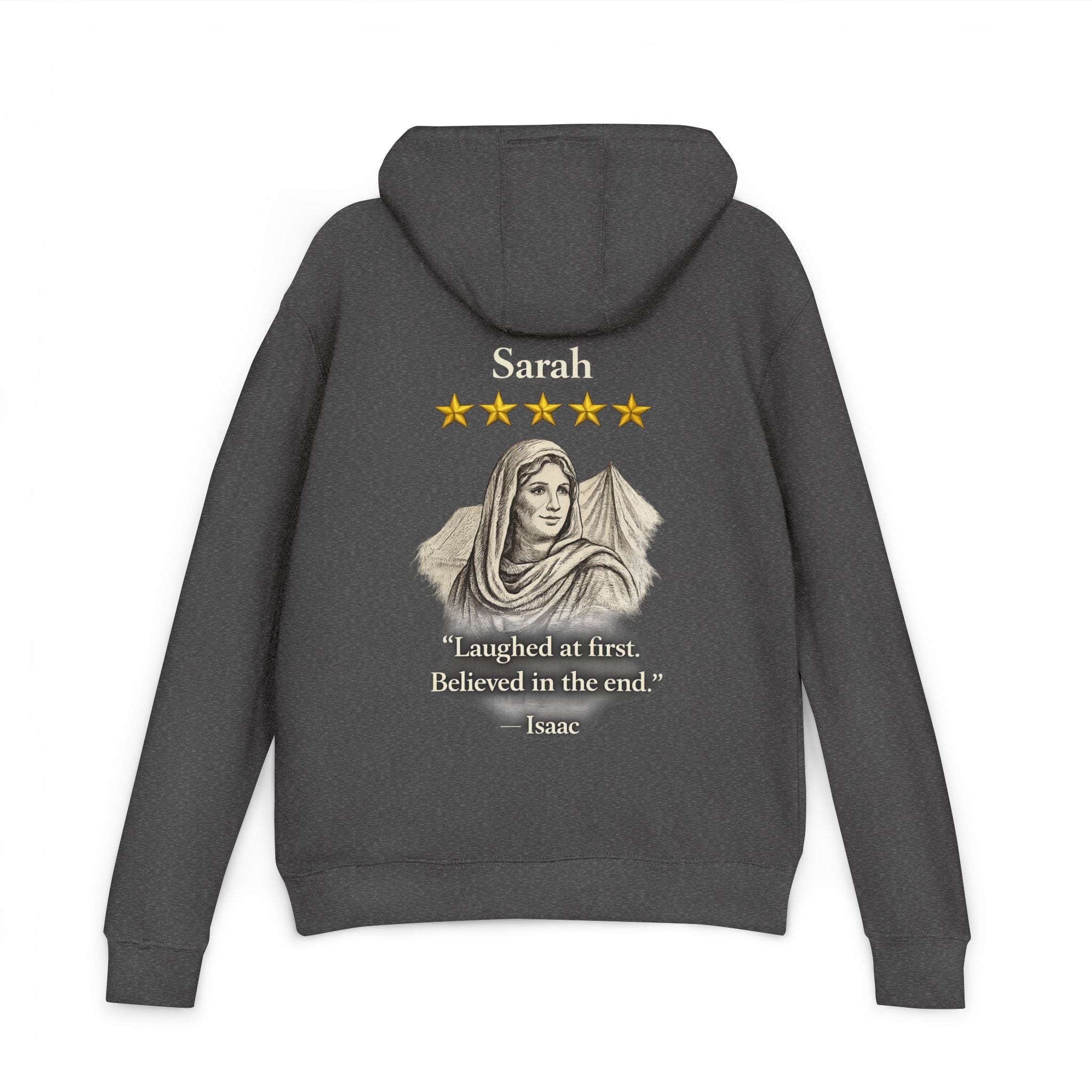 Hoodie — Personalized 'Sarah' Vintage Portrait Hoodie with Quote ("Laughed at first. Believed in the end.")