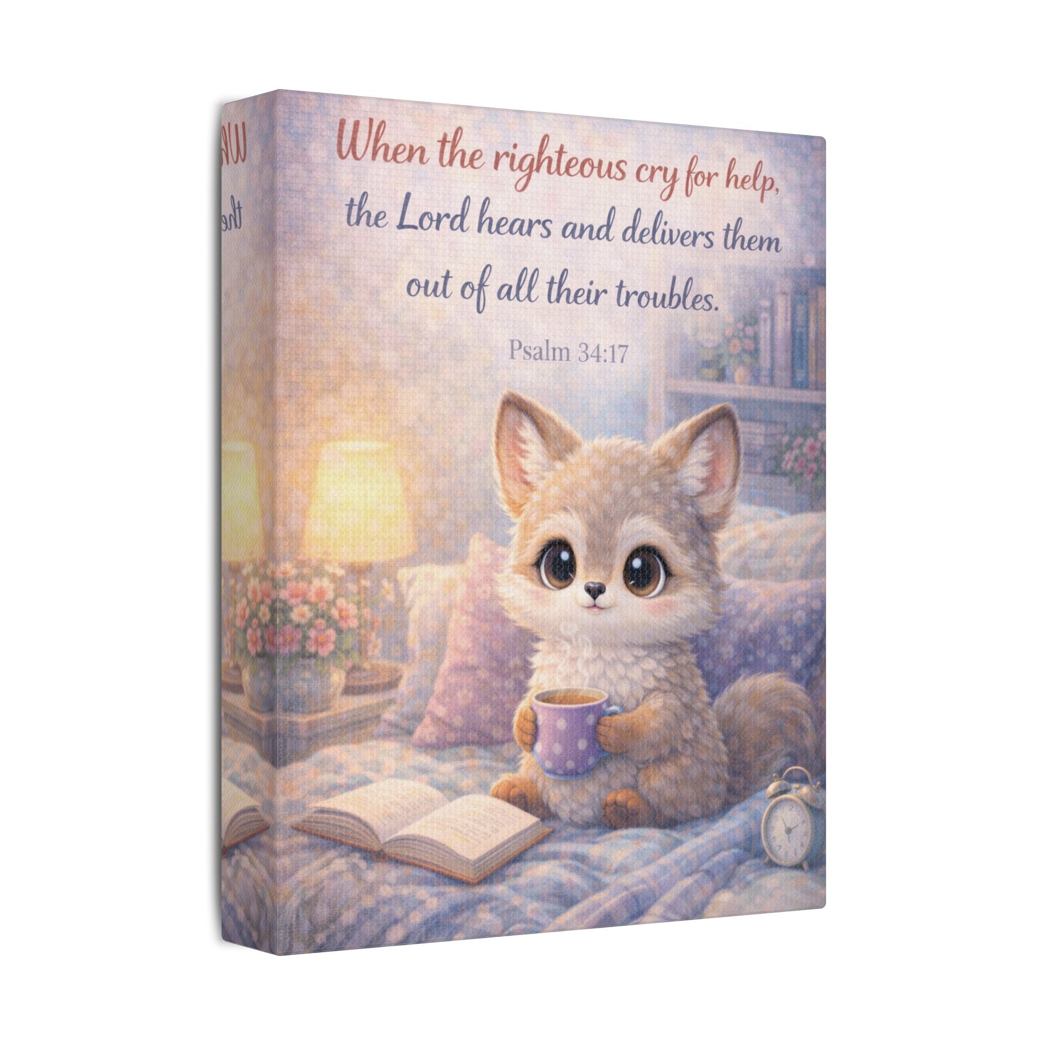 Scripture Woodland Animals – Fox – Psalm 34:17 Canvas Print