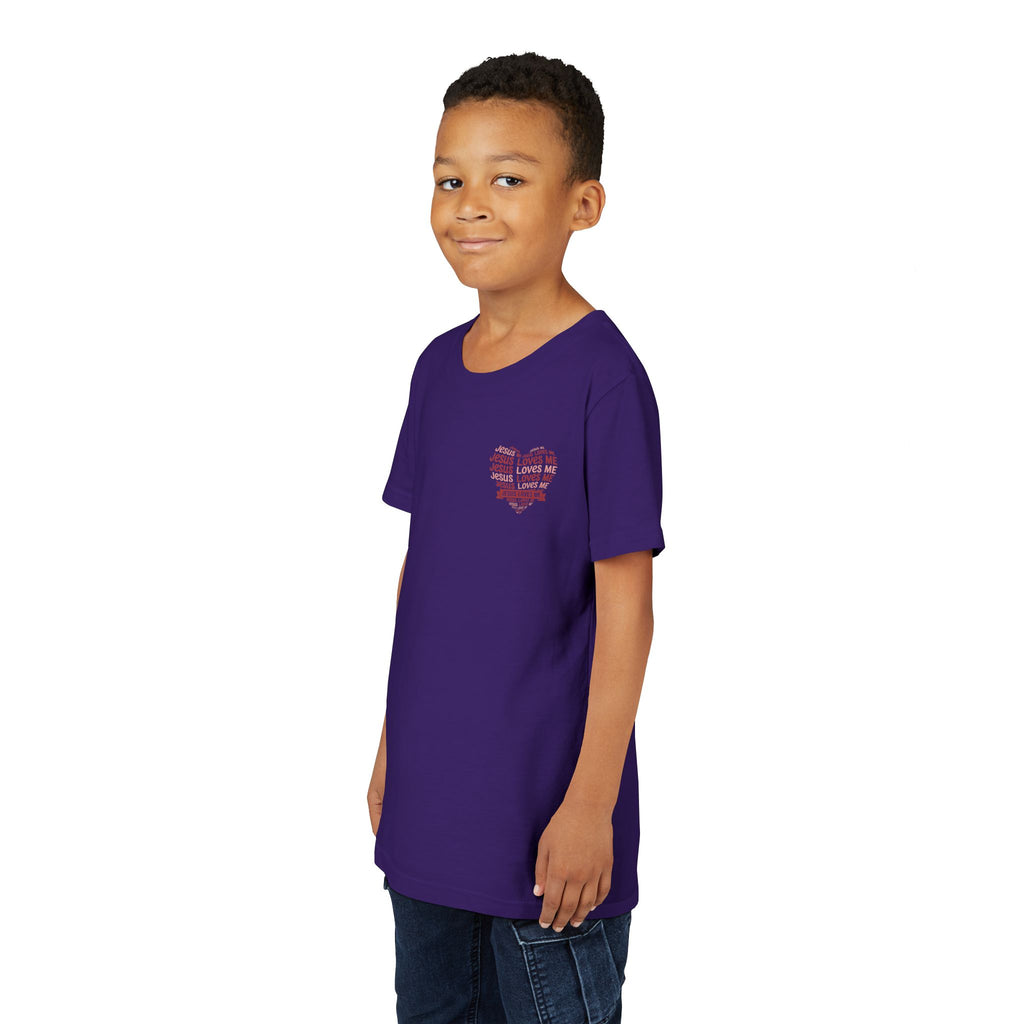 Jesus Loves Me Youth T-Shirt – Heart Word Cloud Christian Kids Tee | Faith Inspired Youth Shirt