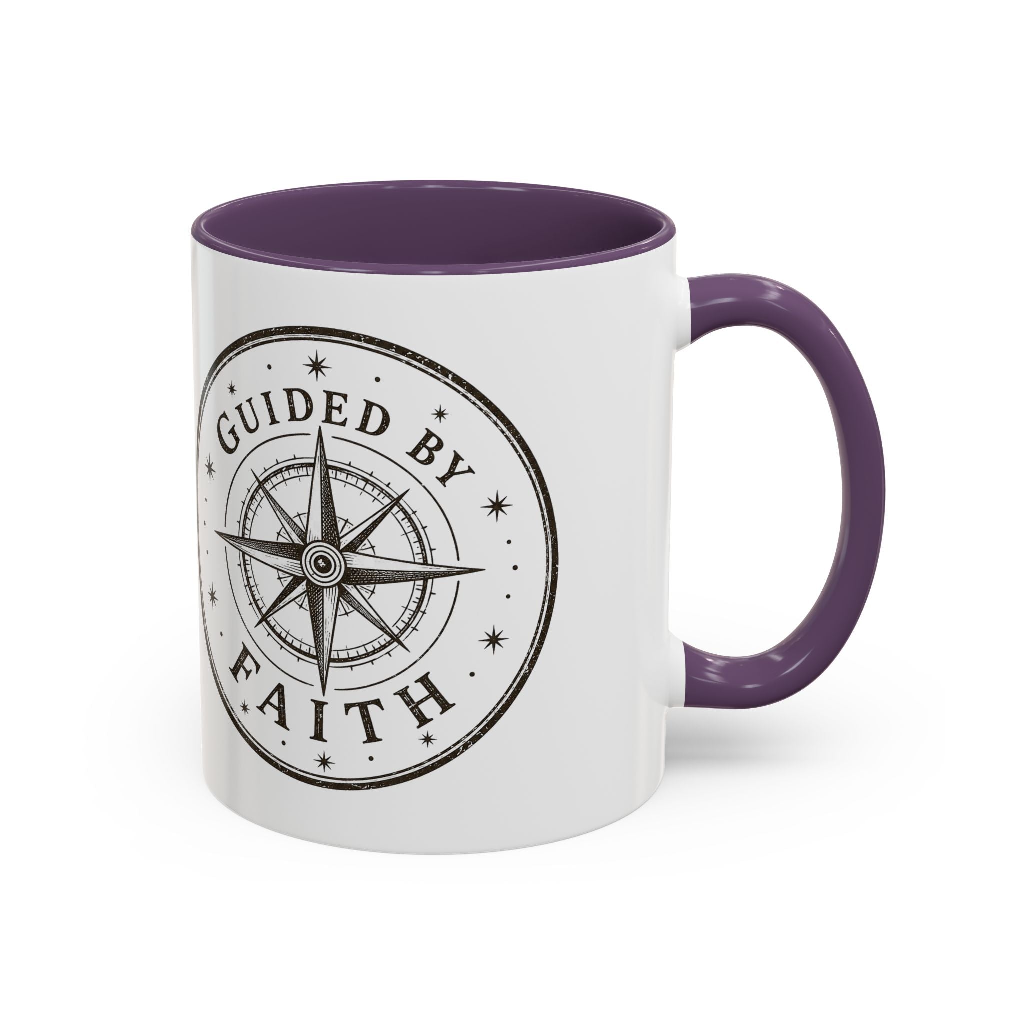 Guided by Faith Compass Coffee Mug | Inspirational Christian Accent Mug | Faith Freedom Creations