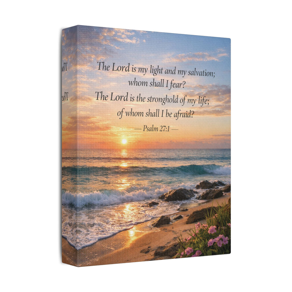 Peaceful Scenes – Sunrise Beach – Psalm 27:1 Canvas Print