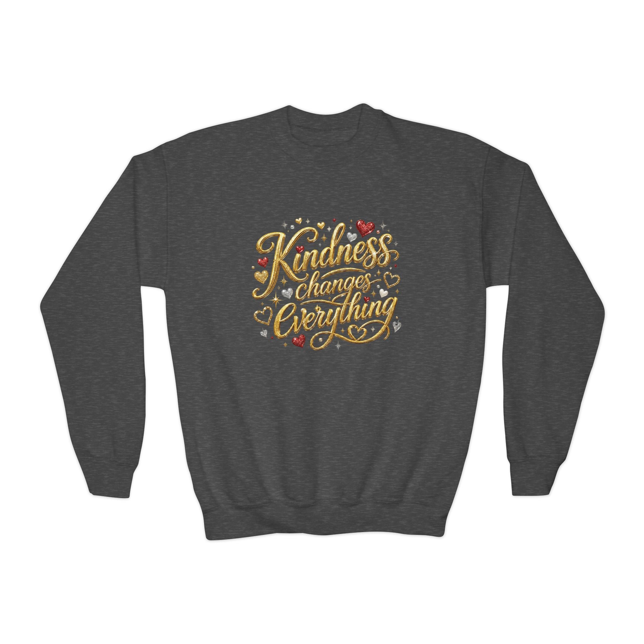 Kindness Changes Everything Youth Crewneck Sweatshirt – Inspirational Kids Pullove