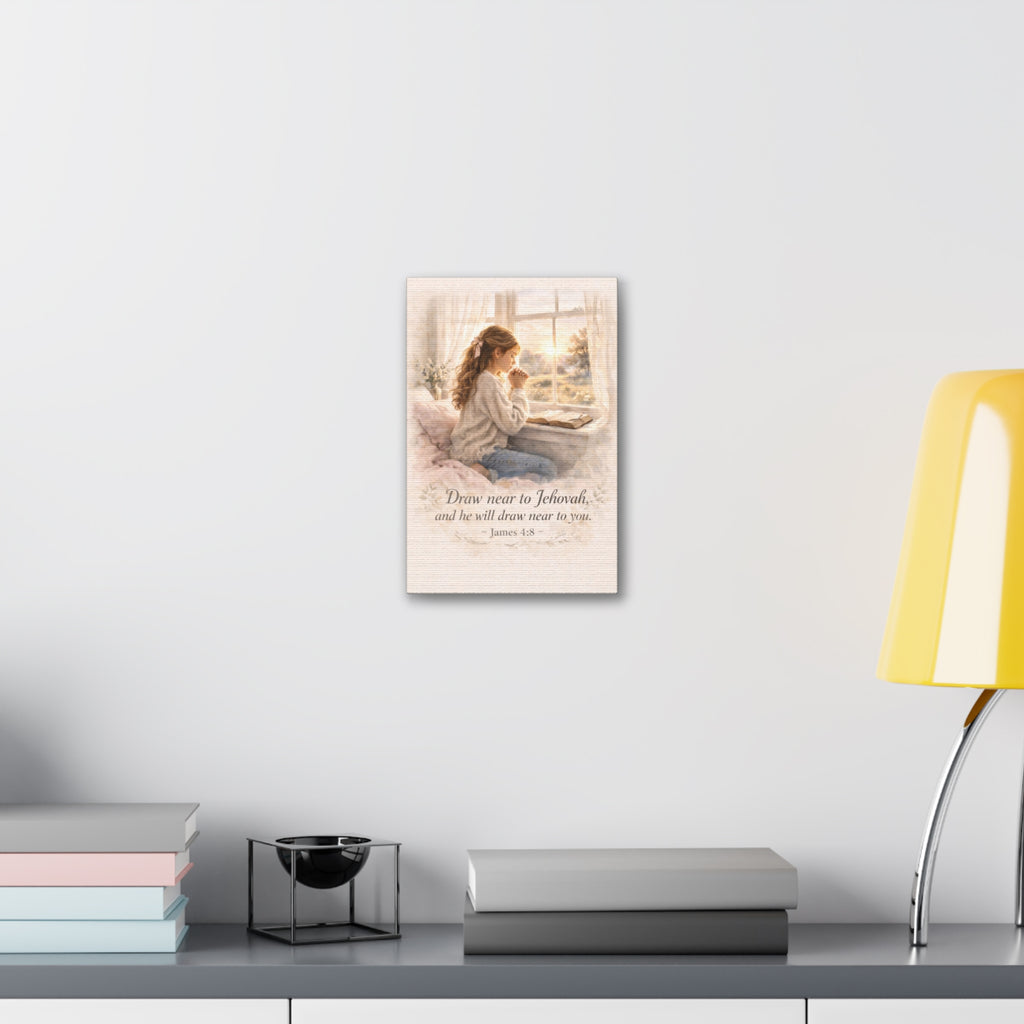 Draw Near to God Canvas Print – Christian Prayer Wall Art | James 4:8 Scripture